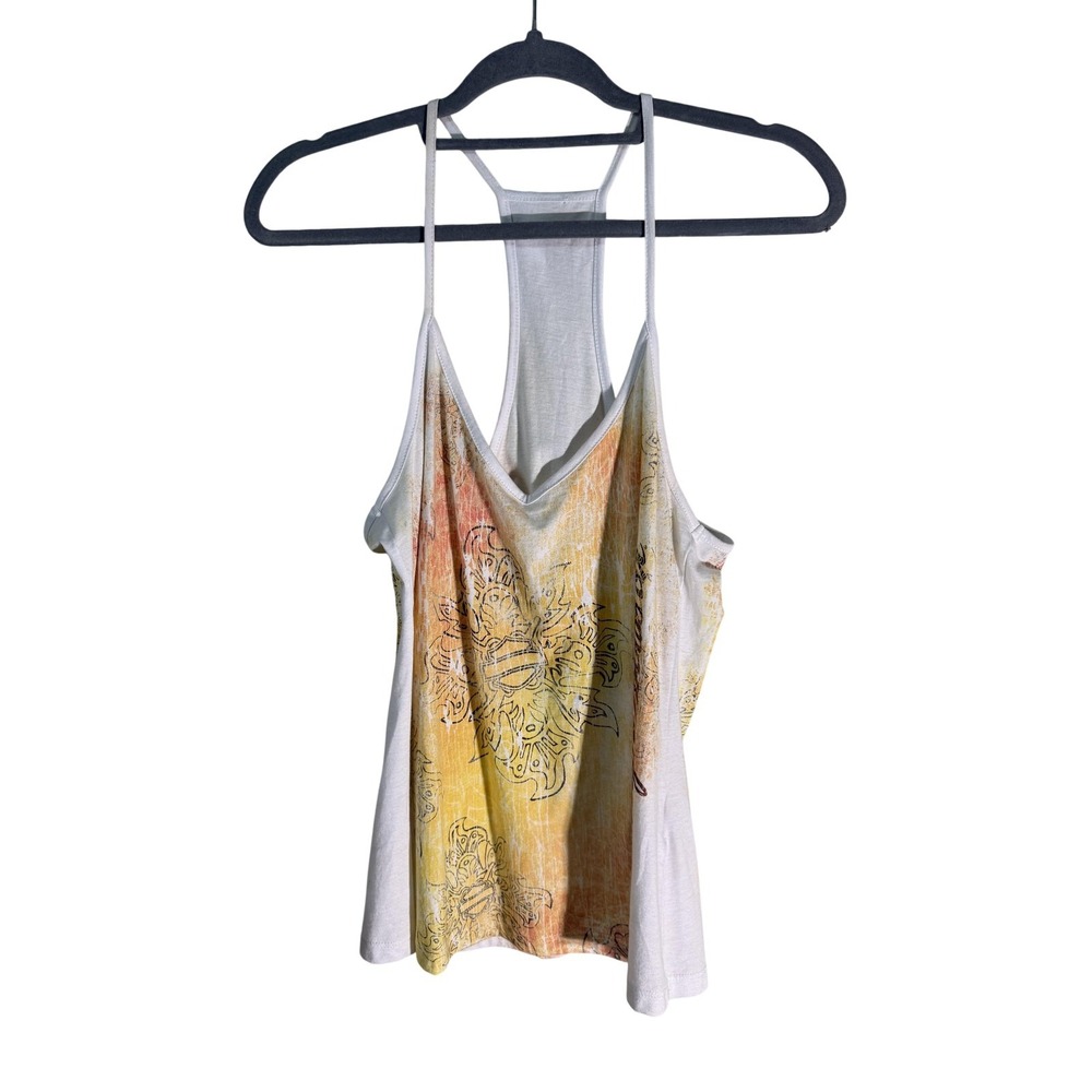 Harley-Davidson Womens Sunburst Graphic Racerback Tank Top White Orange Large